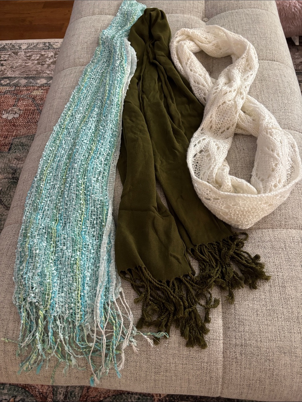 Olive Green Soft Fringe Scarf - Unbranded